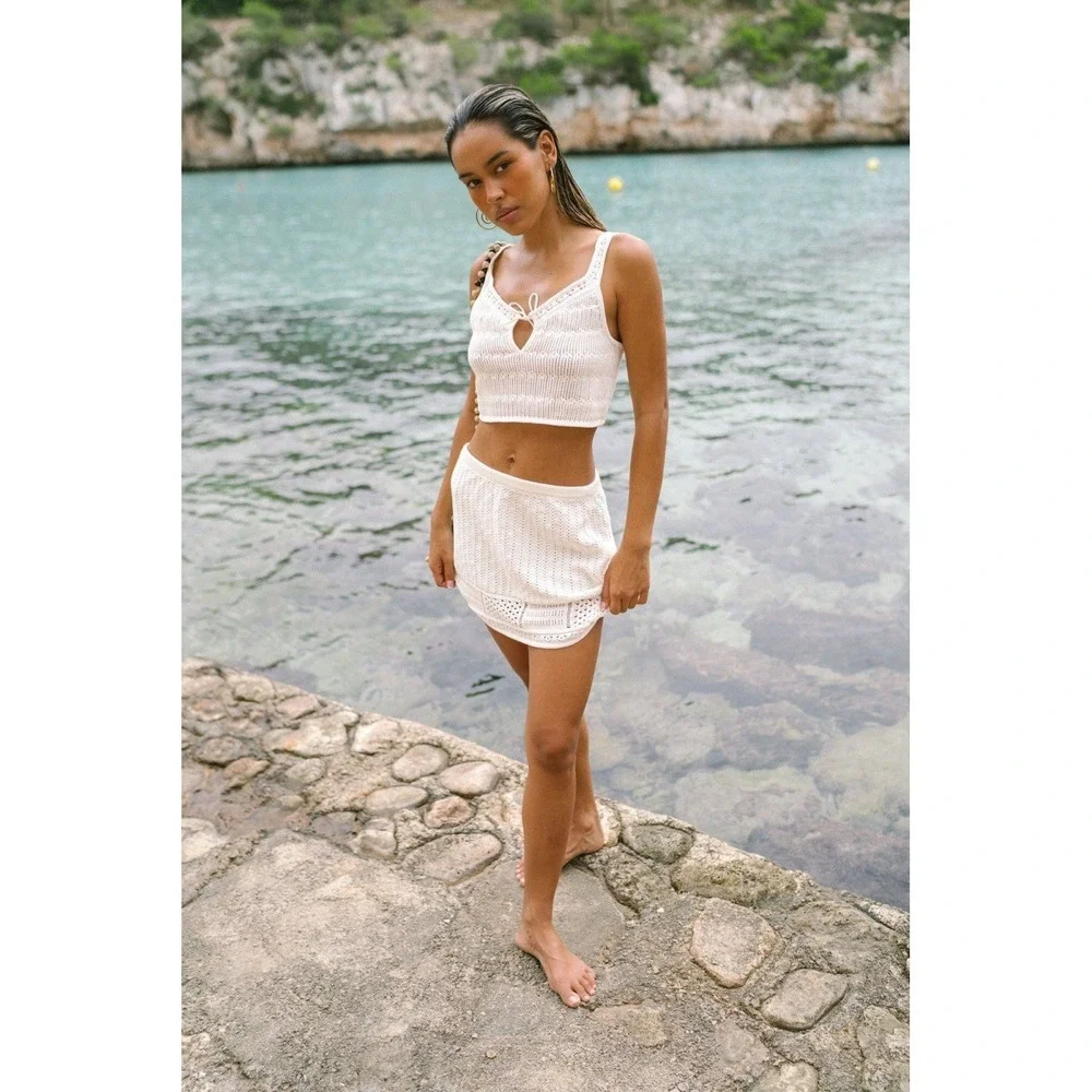 NWT Tigerlily Serena Gigi Croptop Knit White Ivory Crochet Sz 10 Boho‎ $99